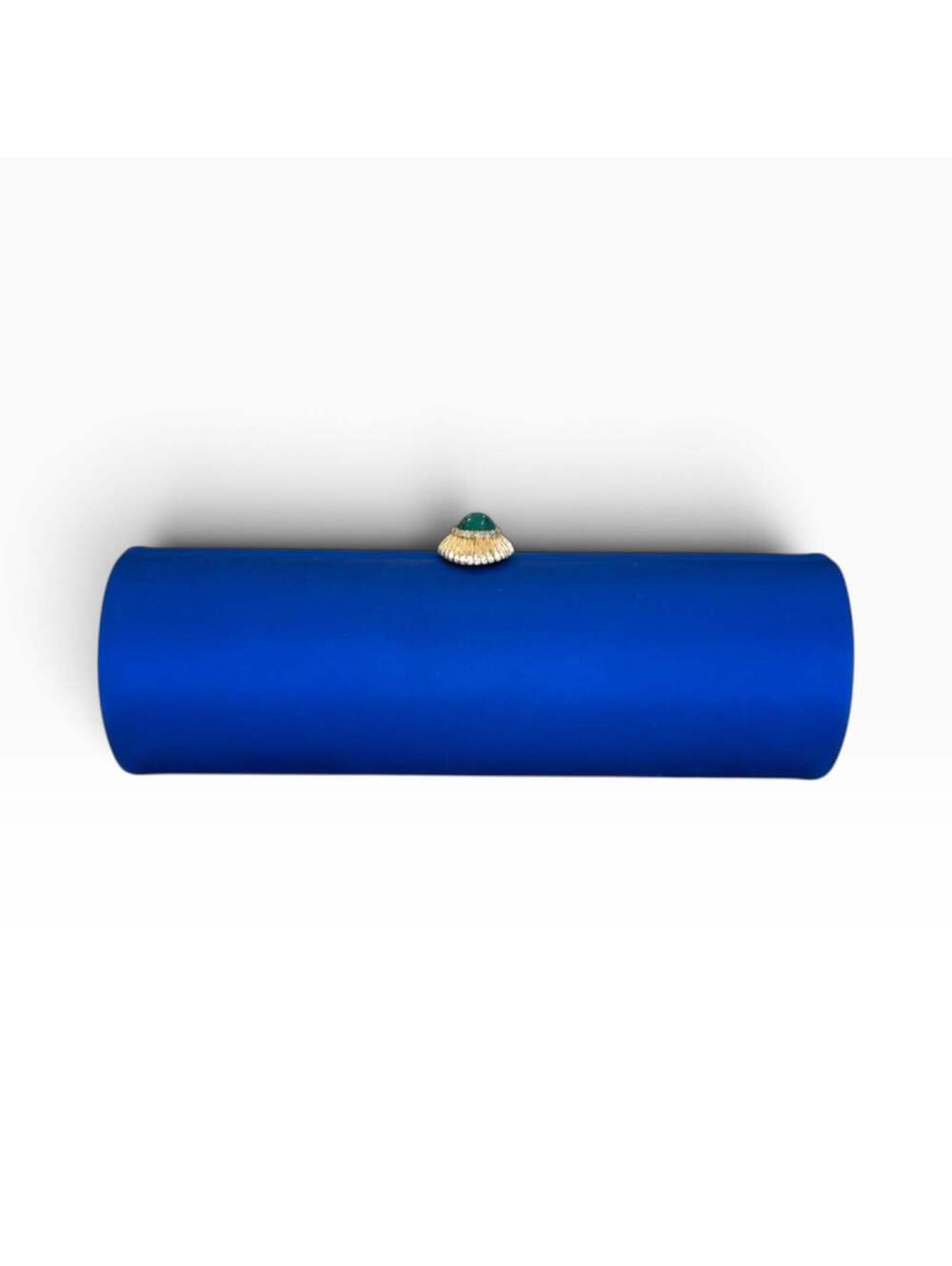 Amanda Pearl Vintage Cobalt Blue Satin Roll Hard Clutch Bag—EUC